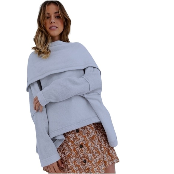 Free People Boho Huntington Pullover Women’s Size SP Grey Cowl Neck Cros… - Picture 10 of 15